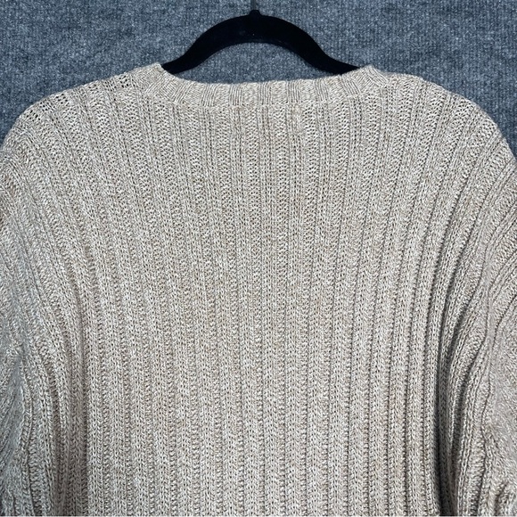 Eddie Bauer Men’s Tall Large Knit V Neck Vintage Sweater Heathered Tan Grandpa - Picture 6 of 10
